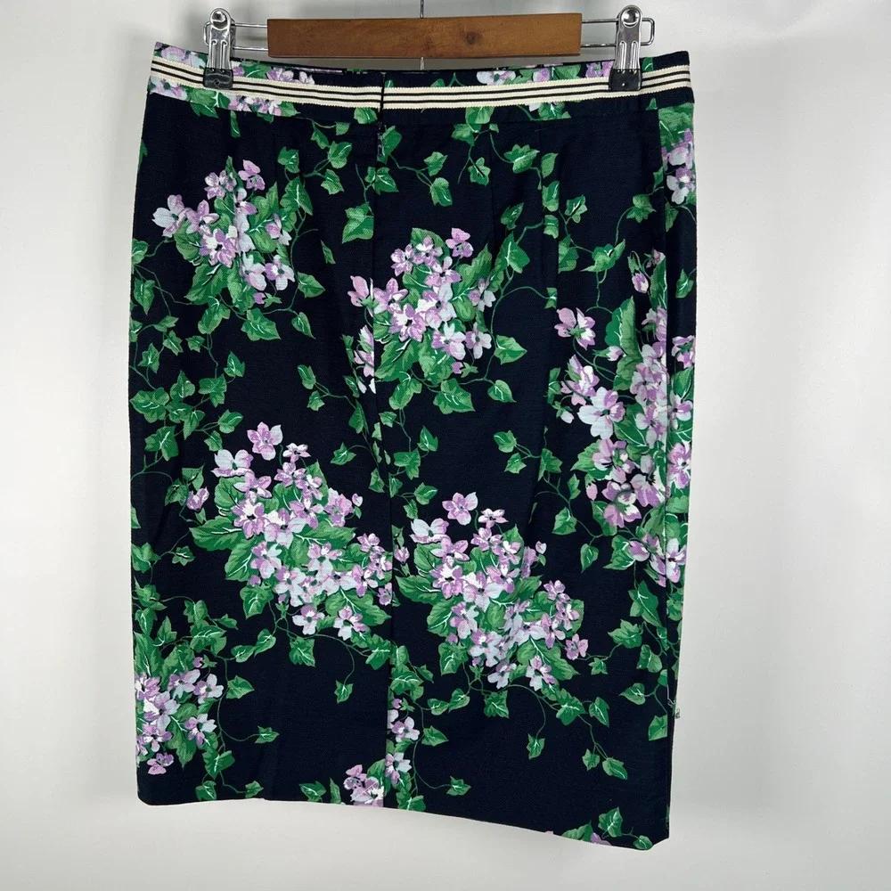 Talbots Oprah Magazine Collection‎ Floral Pencil Skirt Navy Purple Size 8
